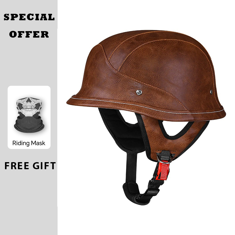Leather Half Helmet Vintage Op - đánh giá và giá Vintage Open Face Retro Helmet