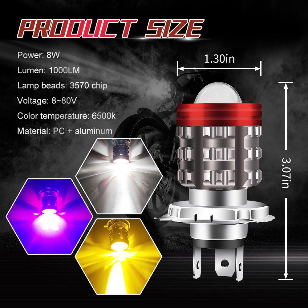 Universal H4 LED Motorcycle He - đánh giá và giá Universal Motorcycle Led Headlight Projector