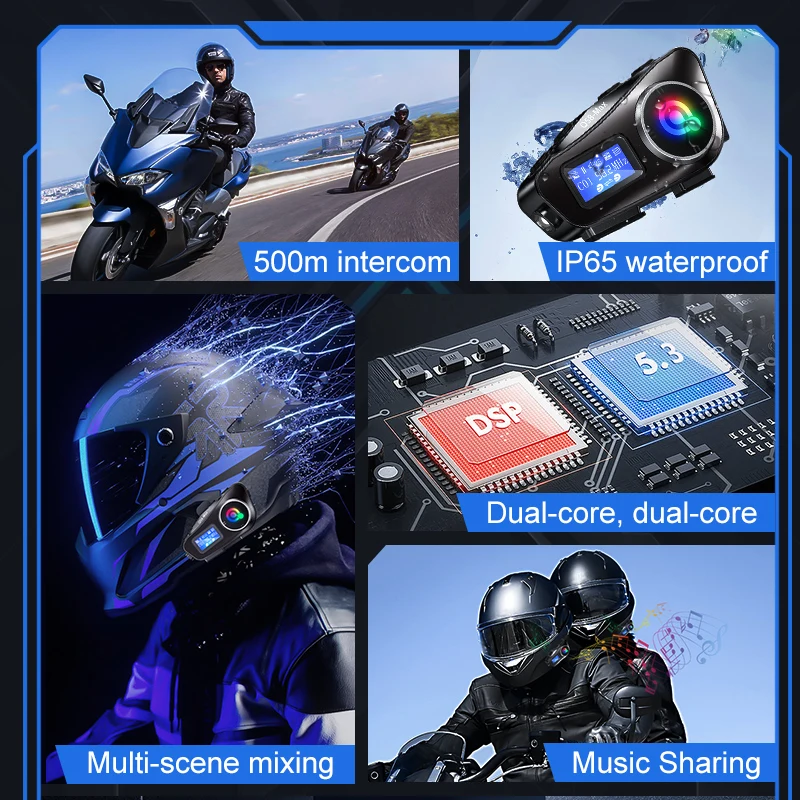 Motorcycle Helmet Wireless Blu - đánh giá và giá Universal Motorcycle Helmet Intercom Headset